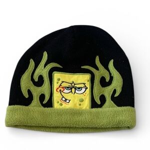 Youths/Kids Black and Green Skull Cap Beanie with Cartoon Design